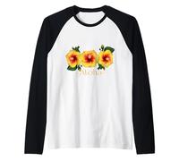 Flores de hibisco Aloha Flor de hibisco botánica Camiseta Manga Raglan