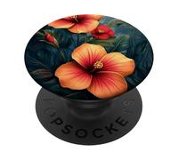 Flores de hibisco Hawaii Tropical Summer Palm Floral PopSockets PopGrip Adhesivo