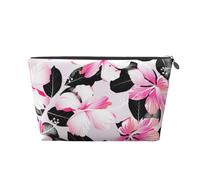 Flores De Hibisco Tropical con Hojas Negras, Bolsa de artículos de tocador Bolsa de Maquillaje Bolsa de cosméticos Bolsa de artículos de tocador de Viaje portátil