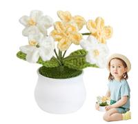 -Flores de hilado -Interior - Girasoles hechos a mano y arte de punto en maceta, flores de ganchillo realistas se recomiendan como lindas entradas interiores y regalos | Estilo de jardín de punto