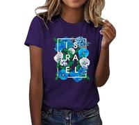 Flores de Israel Palabra Arte Israelí Orgullo Camiseta Ligero Mujer, morado, M