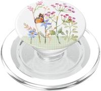 Flores de jardín botánico de acuarela para mujer con mariposa PopSockets PopGrip para MagSafe