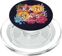 Flores de Kansas Word Art - Recuerdo del estado de Kansan PopSockets PopGrip para MagSafe