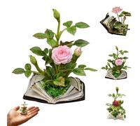 Flores De Libro En Miniatura, Decoración De Casa De Muñecas con Flores En Libro Abierto, Mini Adorno Estilo Cuento, Acento De Plantas Mini para Exhibición Y Foto Miniatura (A)