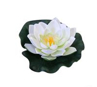 Flores de loto blancas falsas flotantes para decoración de jardín y pecera, paquete de 5