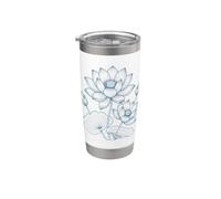 Flores de loto Botánico Floral Naturaleza Vaso térmico de acero inoxidable de doble pared