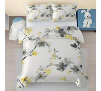 Flores De Manzano Funda Nórdica Estilo BotáNico Juego de Cama de 3 Piezas Microfibra Juego de Funda de Edredon 200x220cm y 2 Fundas de Almohada 50x75cm, con Cremallera A2350