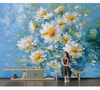 Flores De Margarita Plantas Para Pintura Al Óleo 400X280Cm Papel Pintado 3D Decoración Mural De La Sala De Estar Dormitorio 3D Wallpaper Pegar Sala De Estar La Pared Para Dormitorio Mural