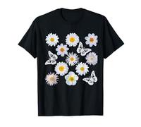 Flores de Margaritas Blancas y Formas de dispersión Florales de Mariposa Mania Camiseta