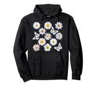 Flores de Margaritas Blancas y Formas de dispersión Florales de Mariposa Mania Sudadera con Capucha