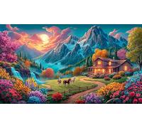 Flores de montaña y río 1000 Piezas Puzzle Papel Reciclado Desafío de Juego Educativo Regalo Divertido & Actividad en casa para Adultos y niños 70x50cm/1000pcs