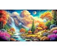 Flores de montaña y río Puzzle de 1000 Piezas para Juegos de Puzzles Familiares Adultos y niños 38x26cm/1000pcs