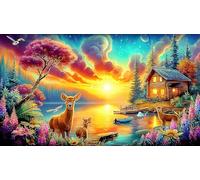 Flores de montaña y río Puzzle para Adultos 1000 Piezas Juego de Puzzle Regalo Divertido & Actividad en casa para Adultos y niños de 12 años y más 38x26cm/1000pcs