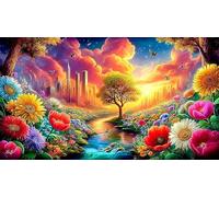 Flores de montaña y río Puzzle para Adultos 1000 Piezas Juego Educativo relajación Regalo Divertido & Actividad en casa para Adultos y niños de 12+ años 38x52cm/1000pcs