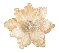 Flores de Navidad con purpurina, adornos florales artificiales de magnolia de terciopelo, paquete de 6 flores plegadas para decoración de árbol de Navidad, decoración de corona (Claro Oro)