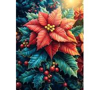 Flores de Nochebuena para Navidad Puzzle 500 Piezas Cartón Blanco Premium para Coleccionistas Vida Silvestre y Plantas Entrenamiento Memoria Juego Compartir Colección Rompecabezas 500 PCS