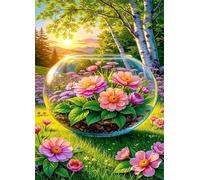 Flores de paisajes soleados - Puzle de 200 Piezas - Rompecabezas DIY Pintura, Entretenimiento Creativo, para Adultos Mayores de 14 años Decoración del Hogar