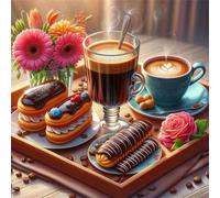 Flores de Pan de café Puzzle 70 Piezas,Rompecabezas DIY Adultos,Puzle Clásico para Adultos Entretenimiento Creativo, Juegos Desafiantes