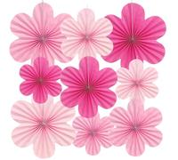 Flores de papel decoración colgante 9 piezas,guirnalda de flores de papel con abanicos de papel rosas,flower decorations paper para decoración fiesta,party decoration para cumpleaños,baby shower, boda