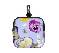 Flores de Pensamiento,Bolsa de Almacenamiento Cuadrada con Cremallera, Monedero de Neopreno, Carteras pequeñas, Monedero pequeño, Monedero