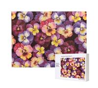 Flores de Pensamiento en Acuarela,Rompecabezas de Madera de 500 Piezas, Juego Familiar, Rompecabezas para Adultos, Adolescentes, decoración del hogar