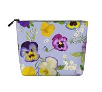 Flores de Pensamiento,Neceser de Maquillaje de imitación Lino, Neceser de Viaje portátil