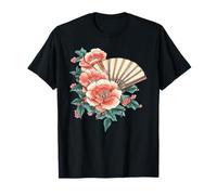 Flores de peonía Vintage con Abanico de Mano Plegable Tradicional Camiseta