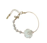 Flores de perlas de imitación hechas a mano con elegantes rosas que simbolizan la amistad apasionada, trajes elegantes con diseños de rosas románticas, talla única, como se describe