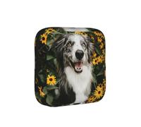Flores de Perro Border Collie Felices,Bolsas para Guardar compresas sanitarias, Bolsas para la menstruación para Mujeres y Adolescentes.