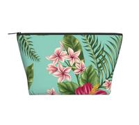 Flores De Plumeria E Hibisco Estampado Hoja De Palma De Selva Exótica, Bolsa de artículos de tocador Bolsa de Maquillaje Bolsa de cosméticos Bolsa de artículos de tocador de Viaje portátil