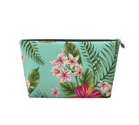 Flores De Plumeria E Hibisco Estampado Hoja De Palma De Selva Exótica, Bolsa de artículos de tocador Bolsa de Maquillaje Bolsa de cosméticos Bolsa de artículos de tocador de Viaje portátil
