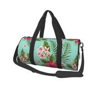 Flores De Plumeria E Hibisco Estampado Hoja De Palma De Selva Exótica, Bolsa de Viaje de Gran Capacidad, Bolso Redondo, Bolsa de Viaje Deportiva, Bolsa de Mano, Bolsa de Fitness