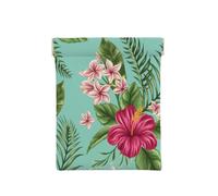 Flores De Plumeria E Hibisco Estampado Hoja De Palma De Selva Exótica, Squeeze Top Wallet Bolsa de Almacenamiento para Mujer Monedero pequeño Bolsa de Cambio