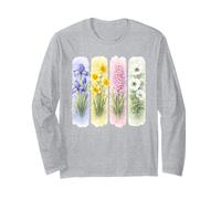 Flores de Primavera Acuarela Arte botánico floración Manga Larga