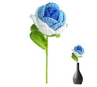 Flores de punto, colorida rosa de ganchillo para el día de San Valentín, lana suave tejida a mano, decoración del hogar para dormitorio, cena a la luz de las velas, día de San Valentín