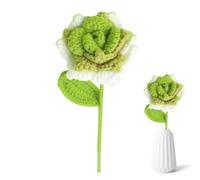 Flores de punto | Rosa colorida de ganchillo para el día de San Valentín, rosa tejida a mano para decoración del hogar, flores de simulación, regalo de punto de ganchillo para niñas y mujeres