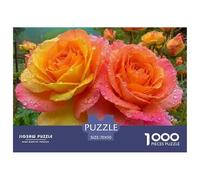 Flores de Rosa Puzzle de 1000 Piezas Material Papel Gotas de Rocío Puzzle para Adultos Relajante Decoración Regalo 70x50cm/1000pcs