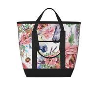 Flores de rosas de caballo en acuarela,Bolsas de almuerzo de gran capacidad, bolsa de mano térmica para mujeres, hombres, trabajo, picnic, viajes.