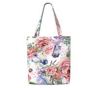 Flores de rosas de caballo en acuarela，Bolsas de supermercado reutilizables, bolsas de compras, bolsas de lona de gran capacidad, bolso de hombro