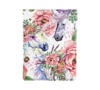 Flores de Rosas de Caballo en Acuarela,Funda de Cuero PU para portátil, Funda para portátil, Funda para portátil, maletín para Tableta