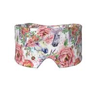 Flores de rosas de caballo en acuarela,Máscara para ojos con bloqueo de luz y protección ocular completa para dormir, orejeras y ojos.
