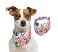 Flores de Rosas de Caballo en Acuarela,Pañuelos de algodón para Perros, Bufandas Ajustables para Mascotas,L