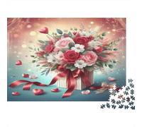 Flores de San Valentín Puzzles 1000 Piezas Papel Reciclado para Adultos Puzzle para Adultos Juego Familiar Divertido y desafiante Excelente Idea de Regalo para la Creatividad 52x38cm/1000pcs
