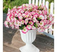 Flores de seda artificiales para decoración al aire libre, 12 paquetes de flores de imitación Morning Glory Plantas falsas resistentes a los rayos UV para jardinera, porche, patio