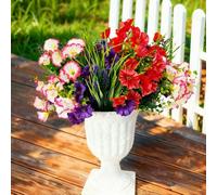 Flores de seda artificiales para decoración al aire libre, 12 paquetes de flores de imitación Morning Glory Plantas falsas resistentes a los rayos UV para jardinera, porche, patio