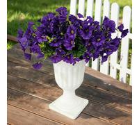 Flores de seda artificiales para decoración al aire libre, 12 paquetes de flores de imitación Morning Glory Plantas falsas resistentes a los rayos UV para jardinera, porche, patio