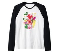 Flores de Tailandia Word Art - Orgullo tailandés Camiseta Manga Raglan