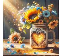 Flores de Taza en Forma de corazón Puzzle 120 Piezas,Rompecabezas DIY Adultos,Puzle Clásico para Adultos Entretenimiento Creativo, Juegos Desafiantes