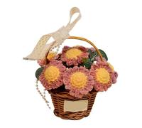 Flores De Tela 1 ramo de flores ganchillo hecho a mano, tejido punto Daisy Bonsai-coche, oficina, decoración del hogar for mujer esposa mamá(Pink)