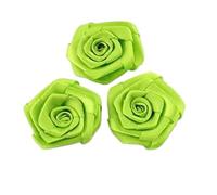 Flores De Tela 10 unids/lote 1,8 "12 colores recién nacido hecho a mano Mini cinta de satén enrollada tela flores artificiales for decoración boda(Green)